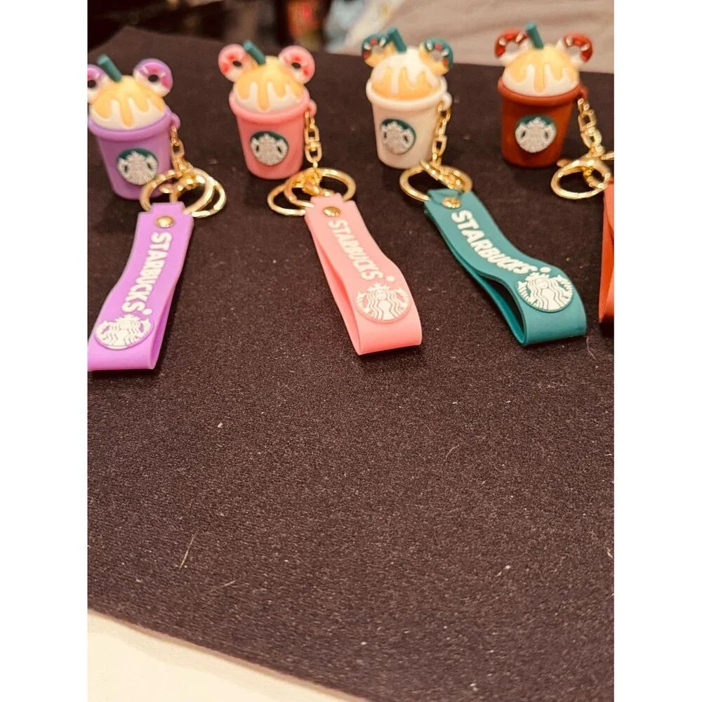 3D Mouse Donut Coffee Cup Keychain Bag Charm Silicone Wristlet Strap Gift NIP